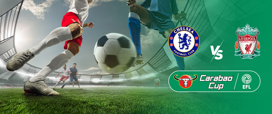A football-themed picture with the Carabao Cup logo.