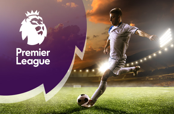 A picture of football being played with the Premier League logo shown.