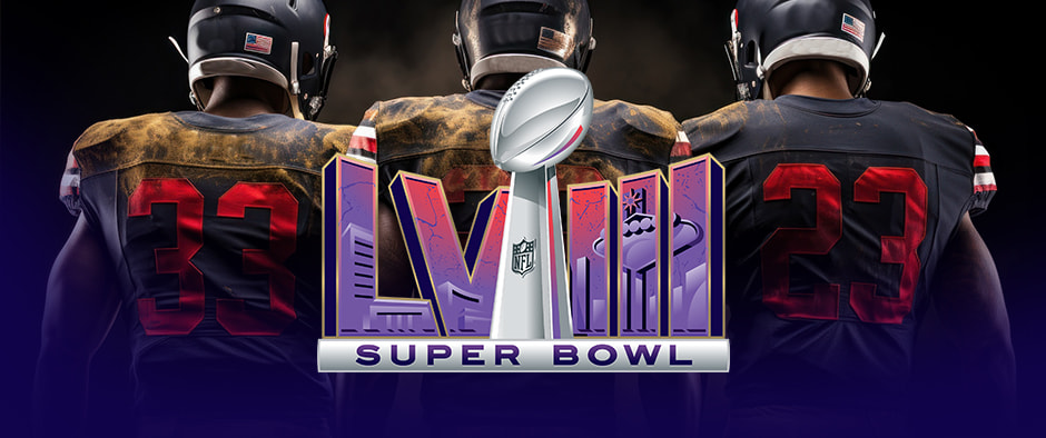 A picture of American Football with the Super Bowl logo shown
