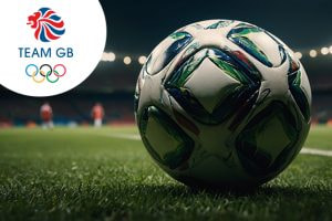 Picture of a football with the Olympic logo shown