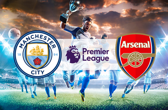 A picture of the Manchester City and Arsenal badges depicting the article's topic