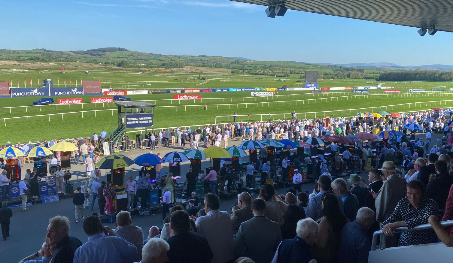 Bookmakers and racegoers at the 2025 Punchestown Festival.