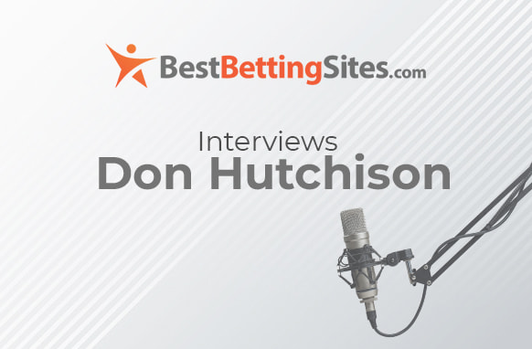 Graphic featuring the BestBettingSites.com logo and the headline ‘Interviews Don Hutchison’, set against a light grey striped background with a studio microphone arm on the right.
