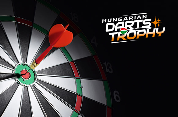 A close-up of a dartboard with a dart hitting the bullseye. On the right side, the text 